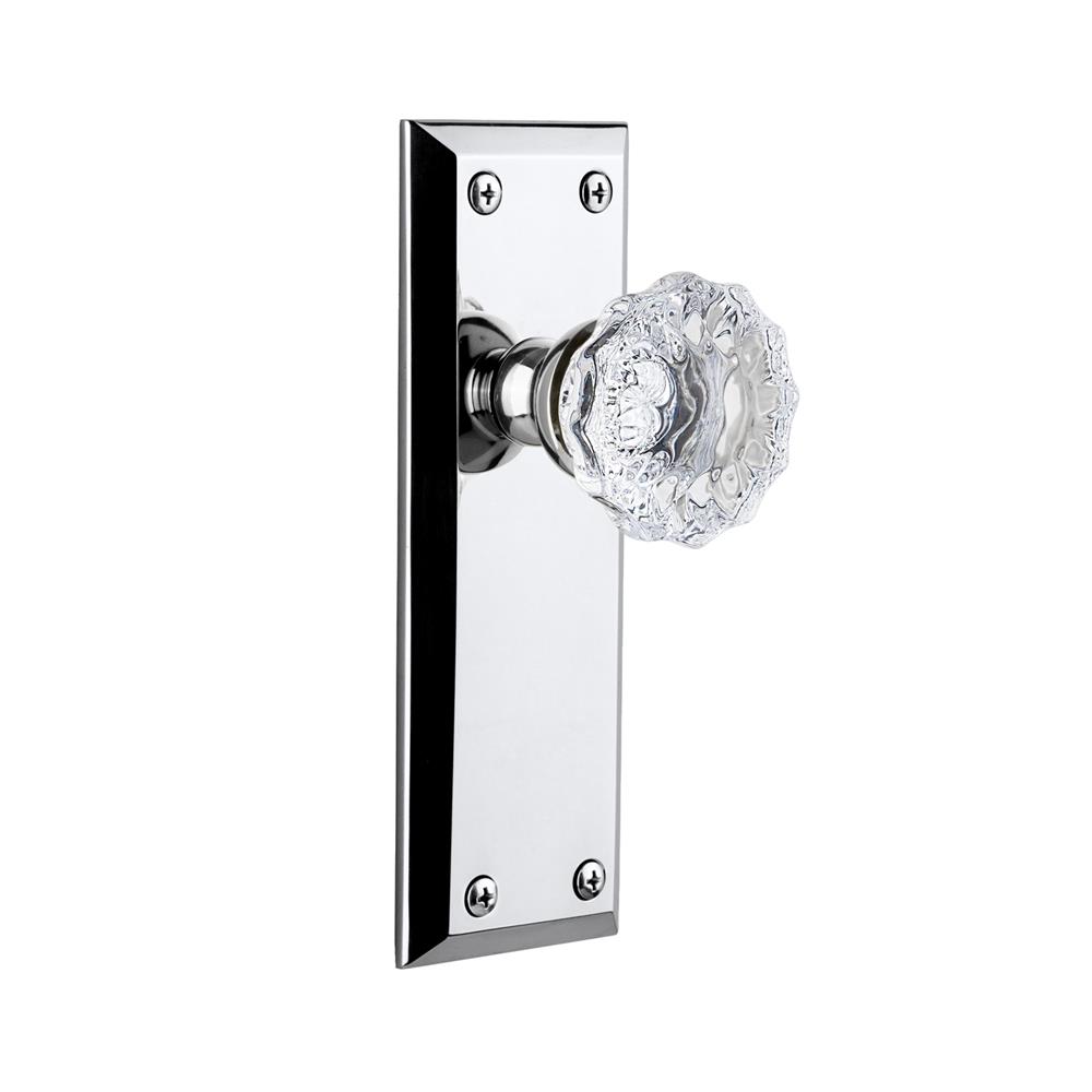 Grandeur by Nostalgic Warehouse FAVFON Double Dummy Knob - Fifth Avenue Plate with Fontainebleau Knob in Bright Chrome